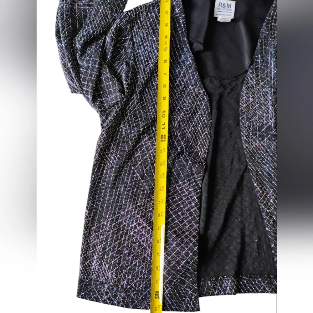 R & M Richards Vintage Black and Silver Sparkling Women's Cardigan Sz 16WP - Picture 4 of 7